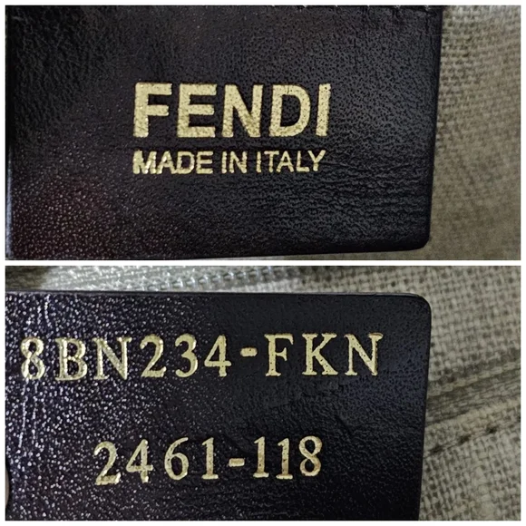 Fendi Silvana Bag Leather with Pequin Striped Canvas Brown - Picture 3 of 12